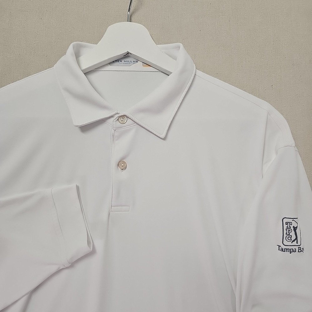 Peter Millar Featherweight Mèlange Men's White TPC Tampa Bay LS Polo DAMAGED